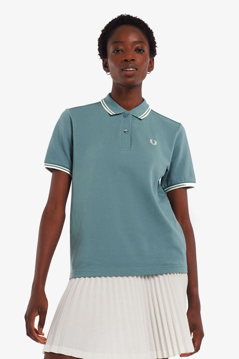 Women's Fred Perry G3600 Polo Shirts Grey Blue | 9204386-GV