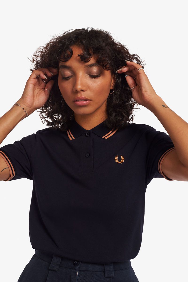 Women's Fred Perry G3600 Polo Shirts Navy | 7695128-PM