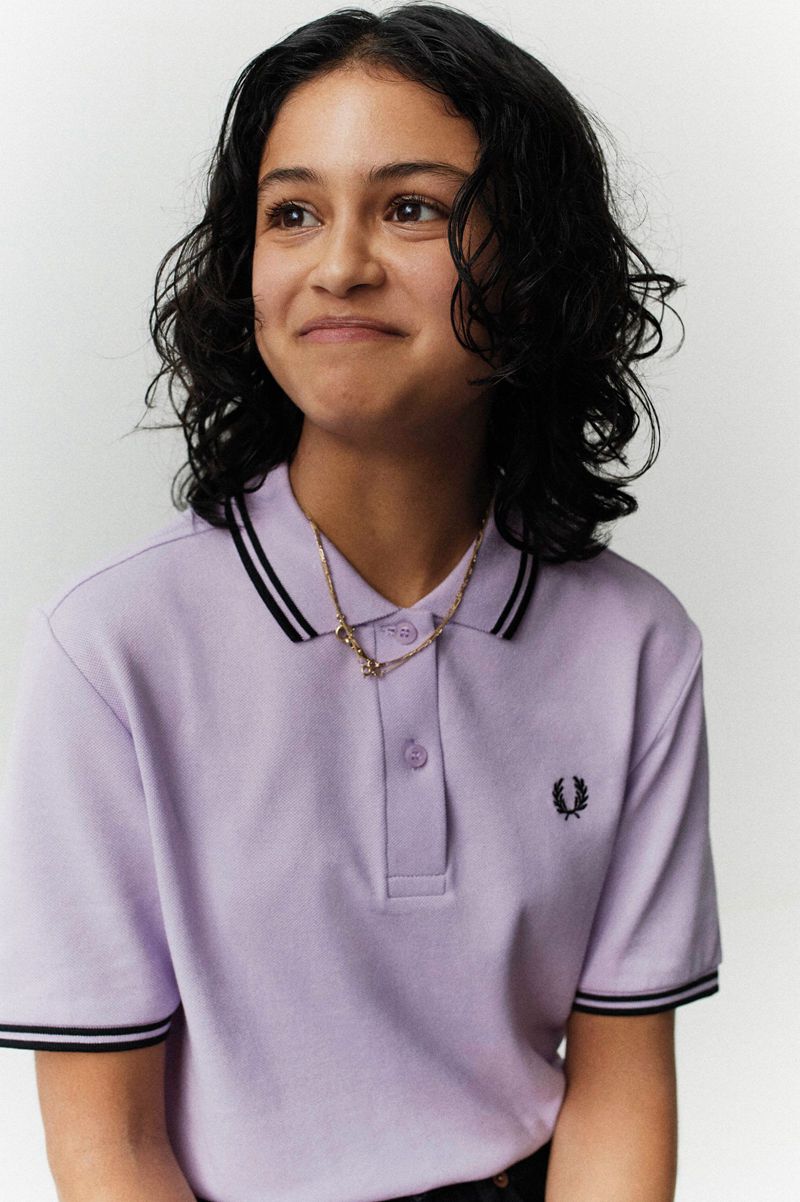 Women's Fred Perry G3600 Polo Shirts Purple | 7483605-DT