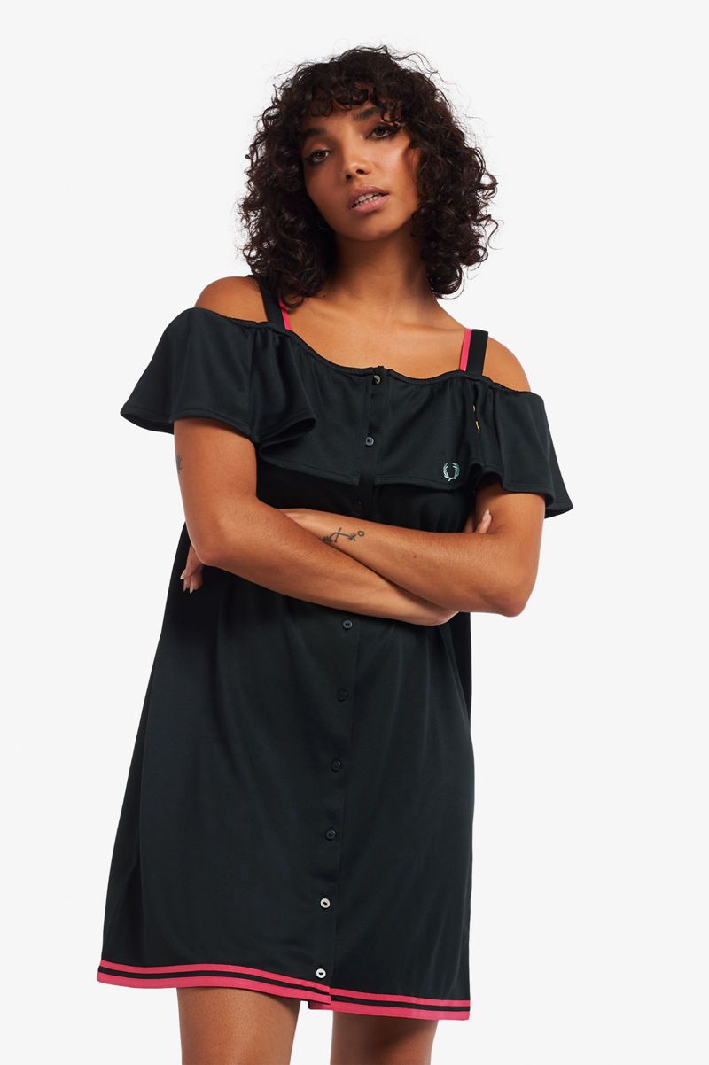 Women's Fred Perry SD3010 Dresses Black | 8975130-EY