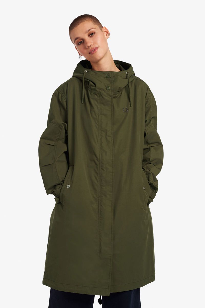 Women's Fred Perry Shell Parka Jackets Green | 7321490-AC