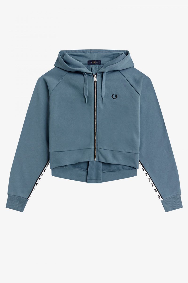 Women's Fred Perry Taped Hooded Sweatshirts Grey Blue | 4251603-MH