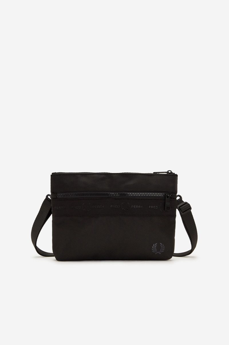 Women's Fred Perry Tonal Tape Tricot Side Bags Black | 0783164-QC