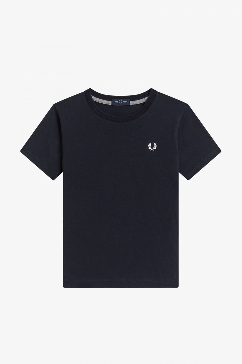 Kids\' Fred Perry Crew Neck T-Shirts Navy | 8361497-PB