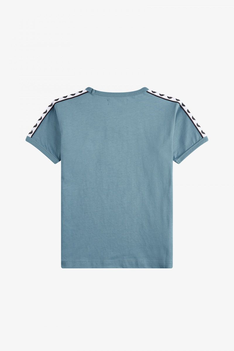 Kids' Fred Perry Taped Ringer T-Shirts Grey Blue | 2714853-NM