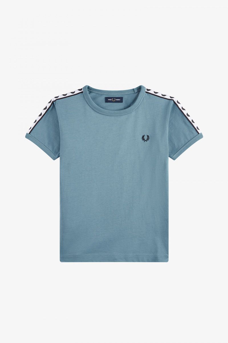 Kids\' Fred Perry Taped Ringer T-Shirts Grey Blue | 2714853-NM