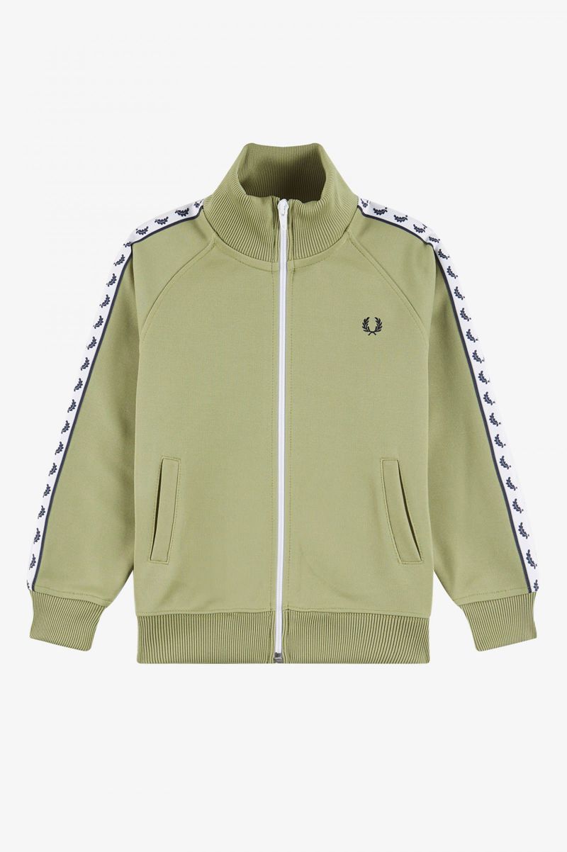 Kids\' Fred Perry Taped Track Jackets Olive Green | 0275831-ZY