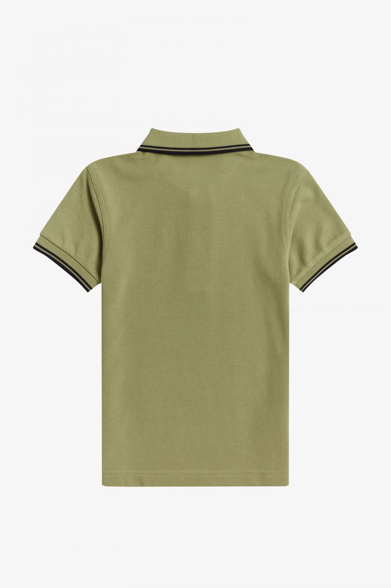 Kids' Fred Perry Twin Tipped Shirts Olive Green | 8135709-VP