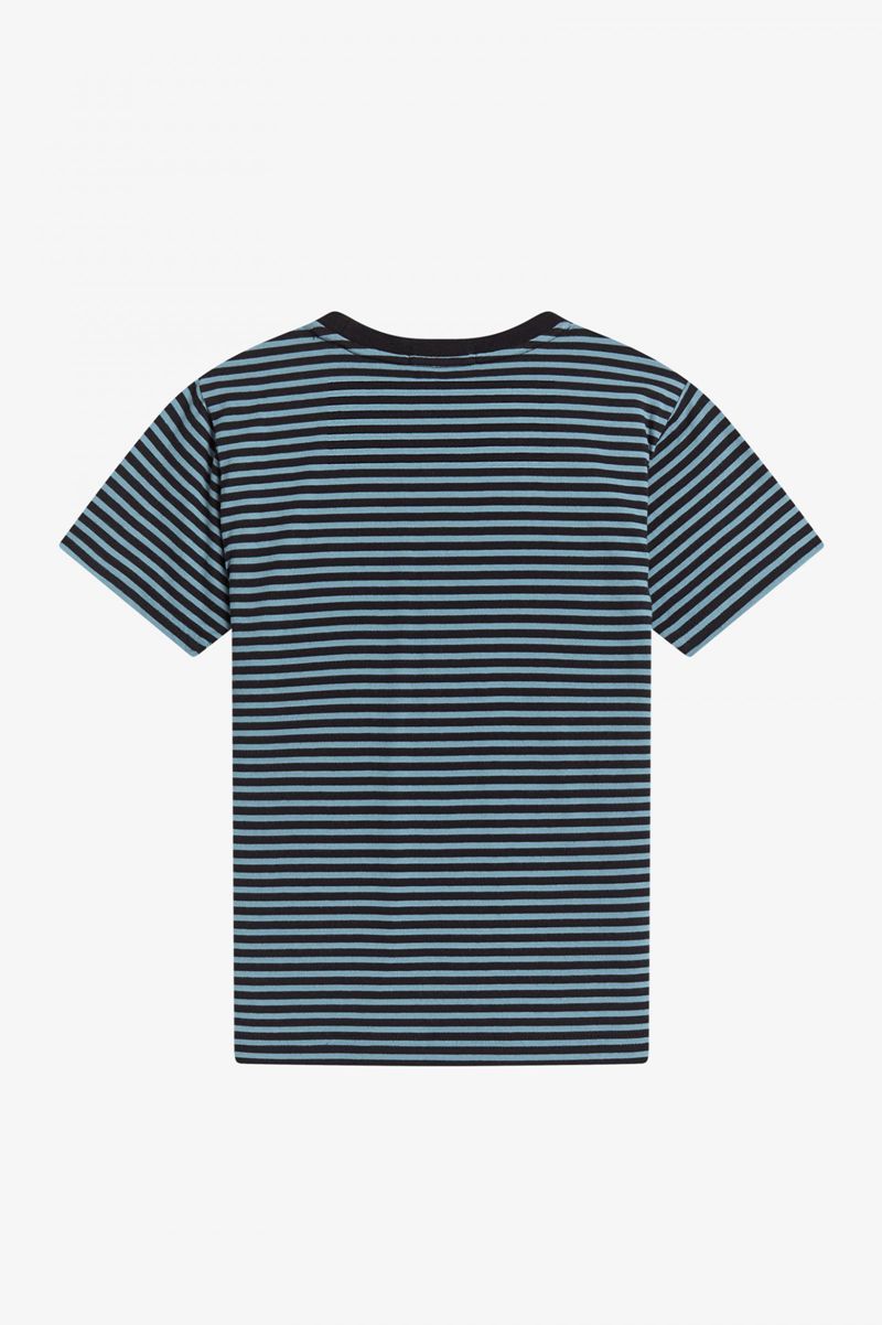 Kids' Fred Perry Two Colour Striped T-Shirts Grey Blue | 7162584-YN