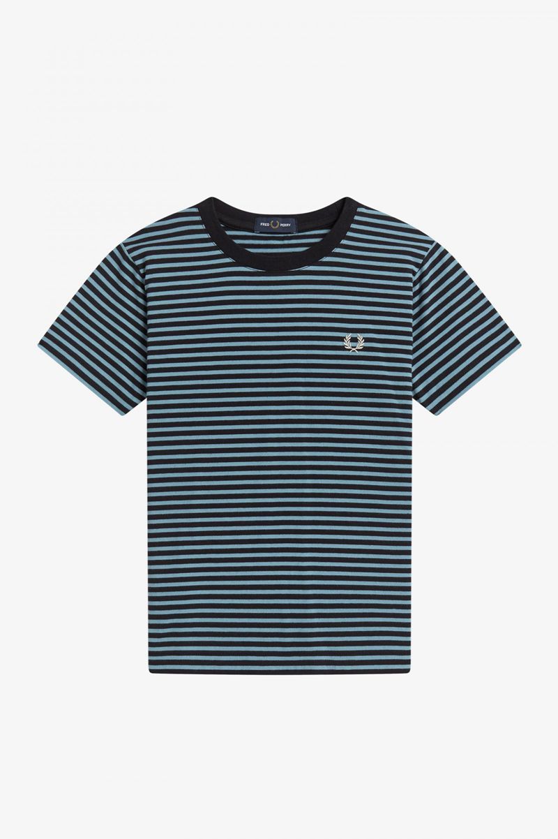 Kids\' Fred Perry Two Colour Striped T-Shirts Grey Blue | 7162584-YN