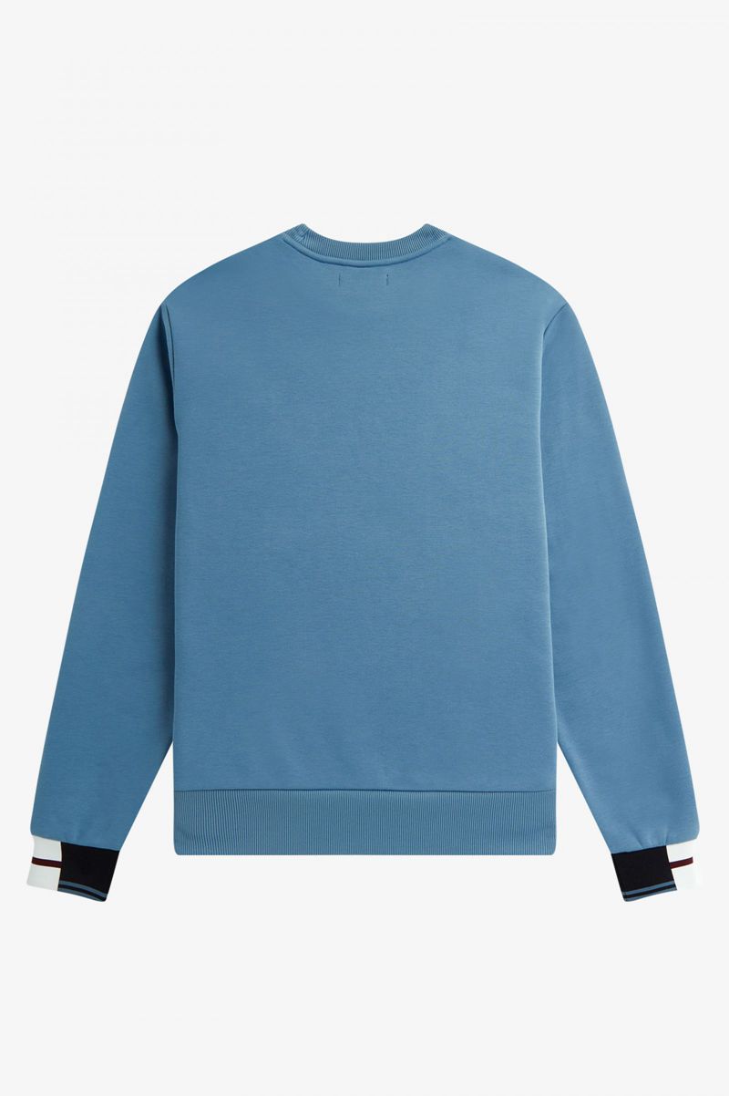 Men's Fred Perry Abstract Tipped Sweatshirts Grey Blue | 3612508-FQ