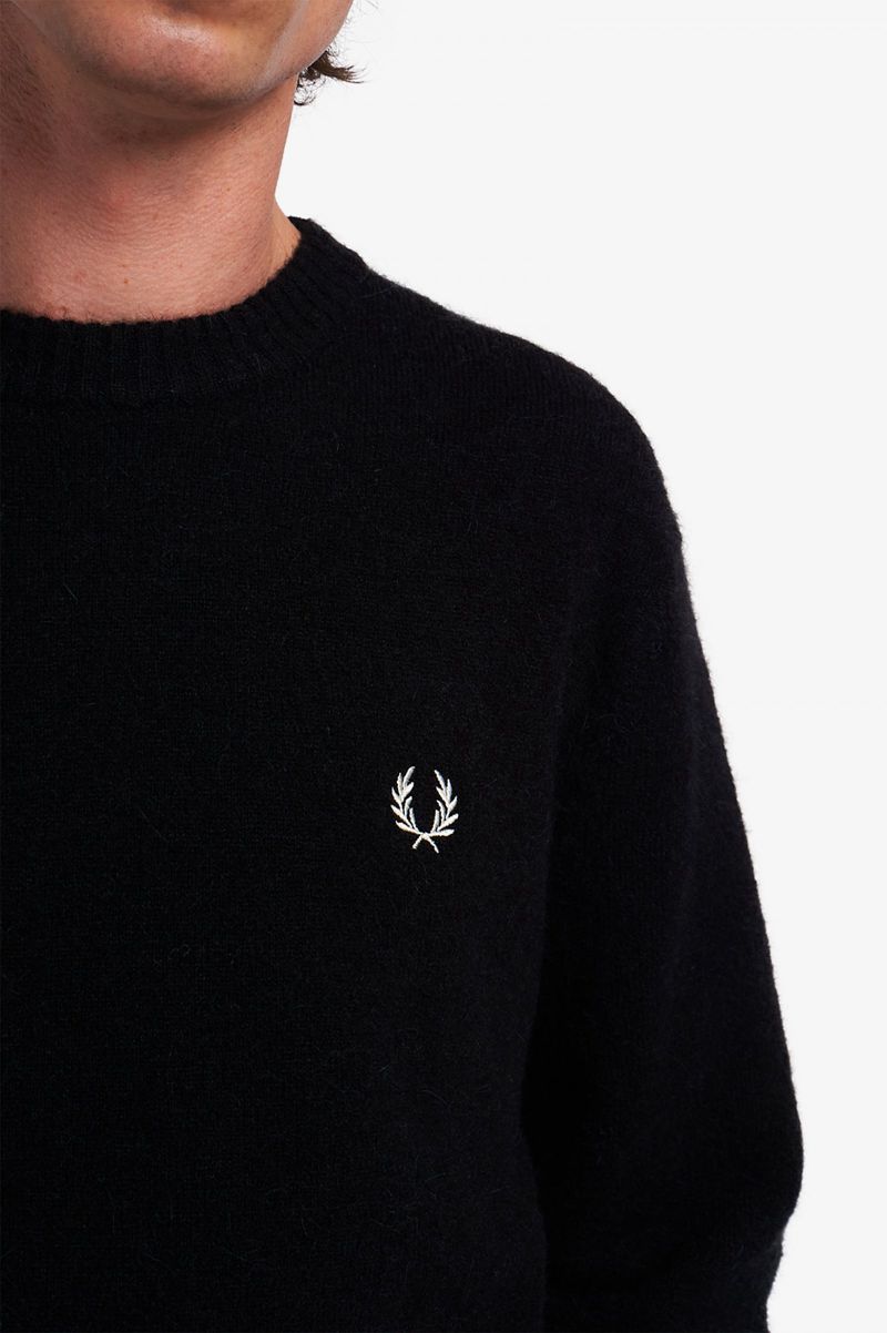 Men's Fred Perry Alpaca Blend Jumper Knitwear Black | 9862504-TY