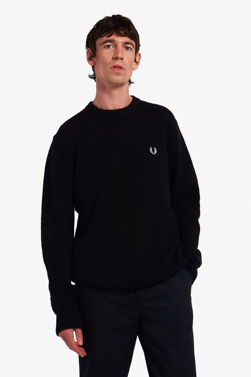 Men\'s Fred Perry Alpaca Blend Jumper Knitwear Black | 9862504-TY