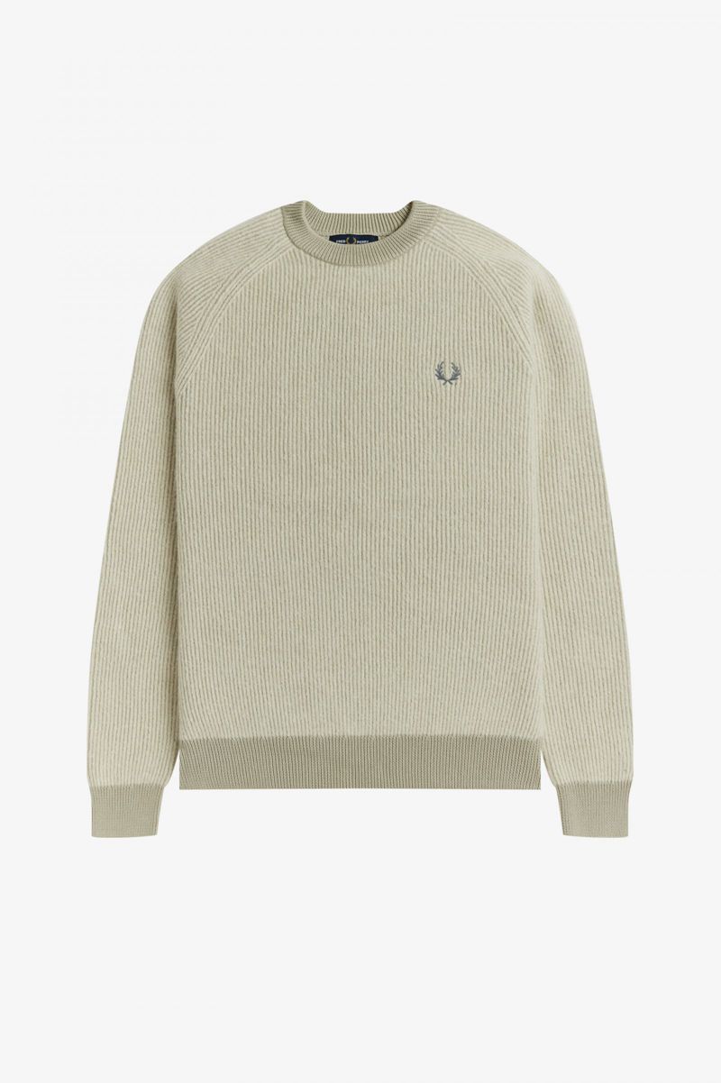 Men's Fred Perry Alpaca Blend Ribbed Jumper Knitwear White | 2690831-VF