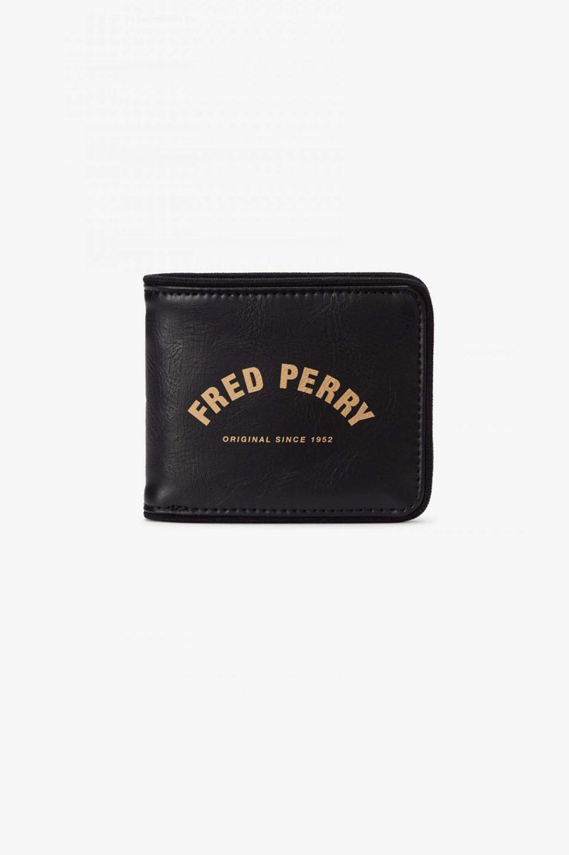 Men\'s Fred Perry Arch Branded Billfold Bags Black | 8421907-LJ