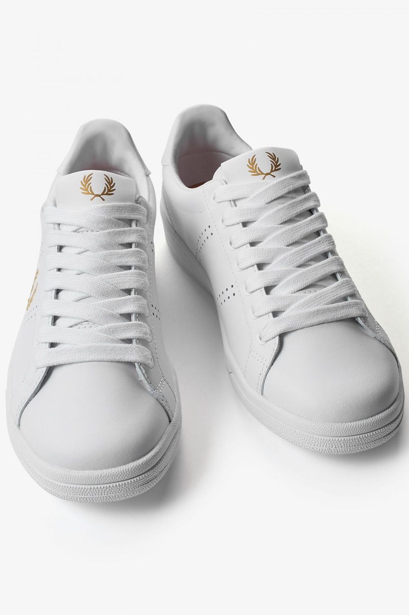 Men's Fred Perry B721 Shoes White | 8279043-WI