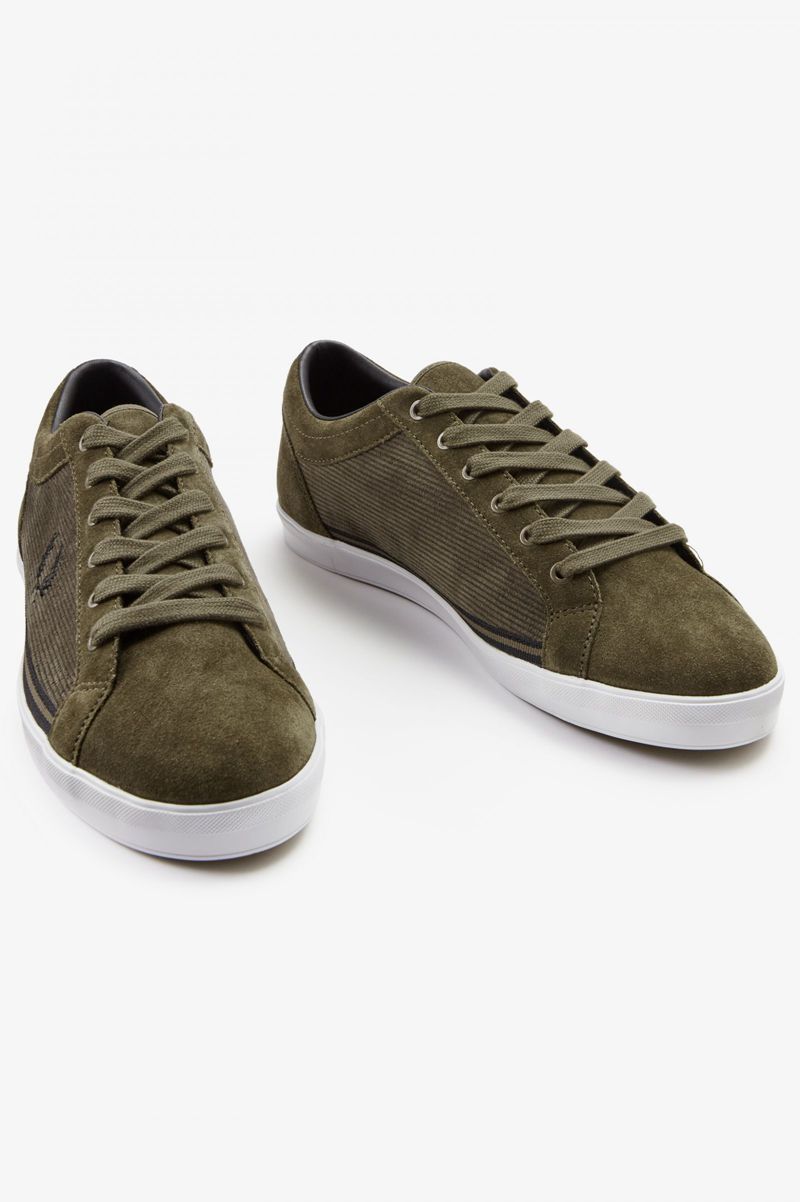 Men's Fred Perry Baseline Shoes Olive | 0465298-HE