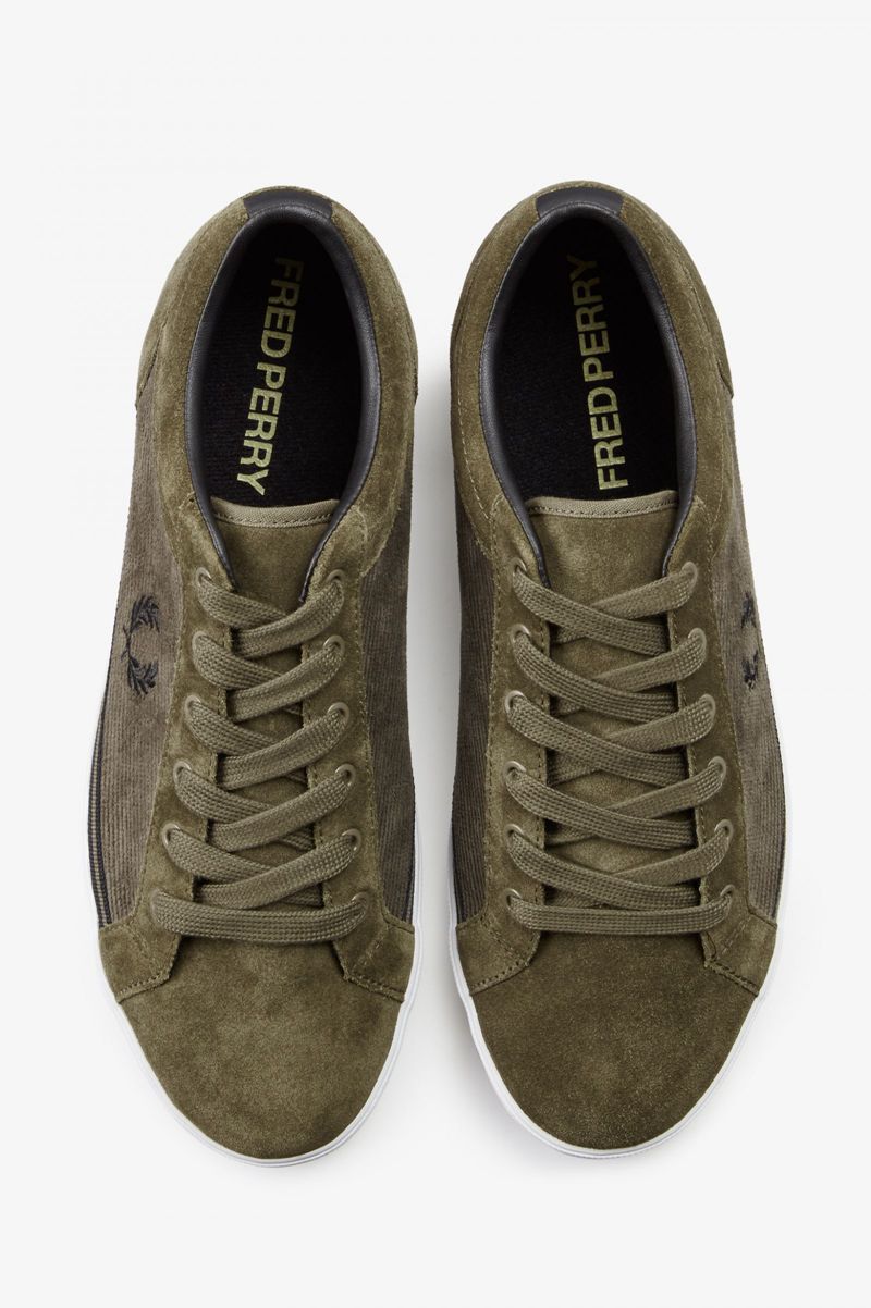 Men's Fred Perry Baseline Shoes Olive | 0465298-HE