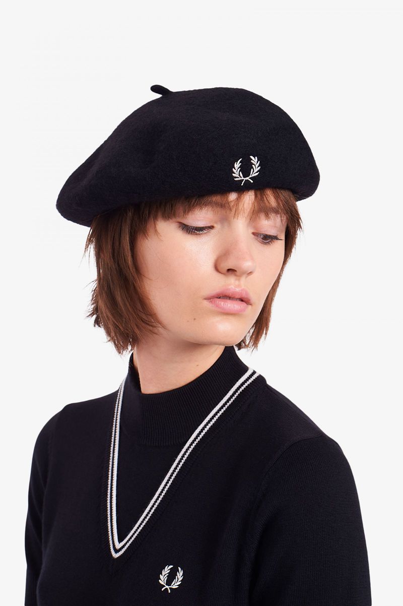 Men's Fred Perry Beret Hats Black | 6019324-MI