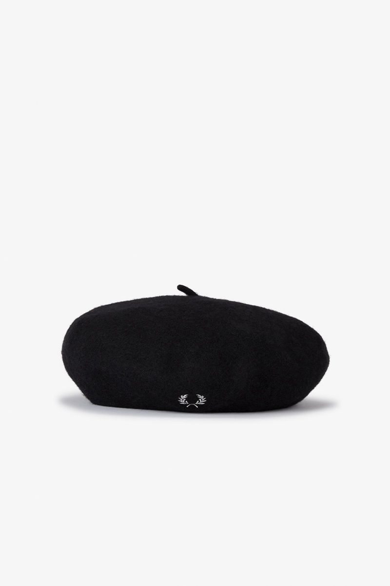 Men\'s Fred Perry Beret Hats Black | 6019324-MI