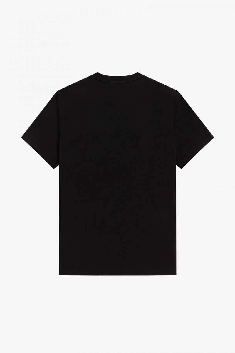 Men's Fred Perry Block Print T-Shirts Black | 2685374-JD