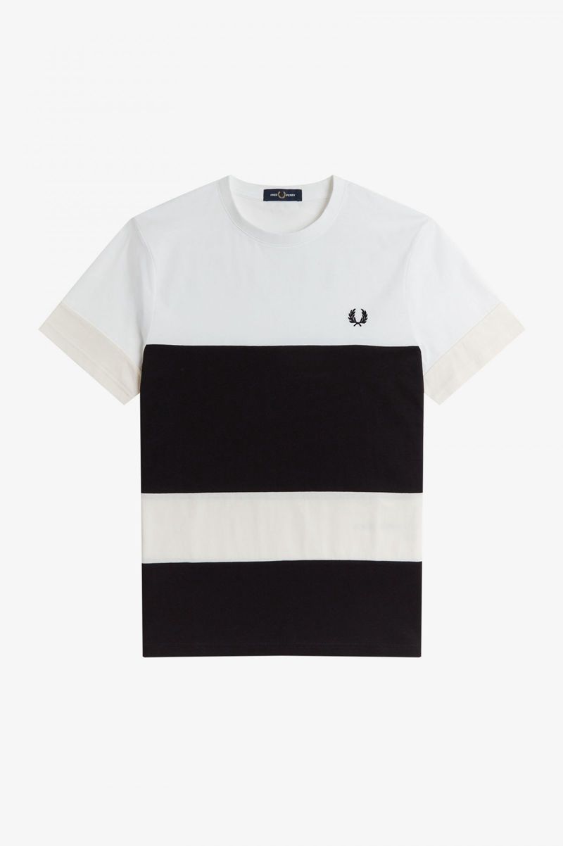 Men's Fred Perry Bold Colour Block T-Shirts Black | 0861592-QL