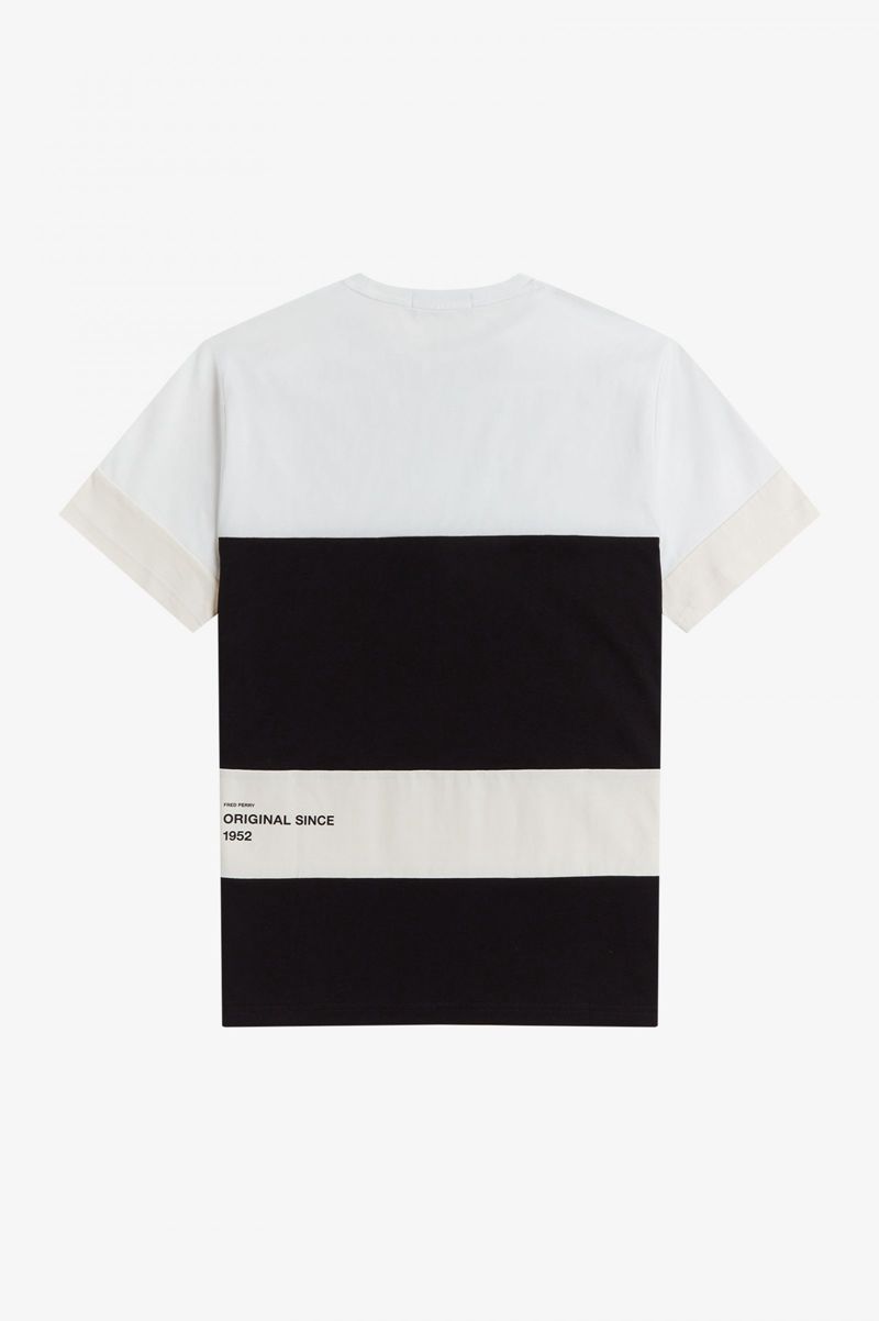 Men's Fred Perry Bold Colour Block T-Shirts Black | 0861592-QL