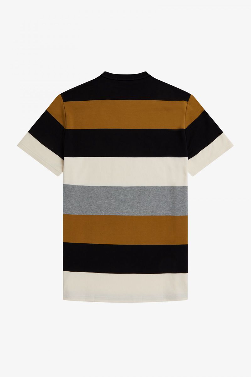 Men's Fred Perry Bold Stripe T-Shirts Camel | 1024873-MQ