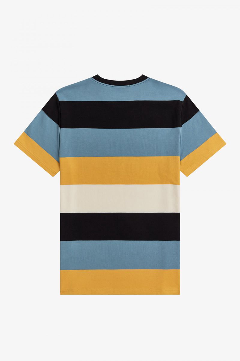 Men's Fred Perry Bold Stripe T-Shirts Grey Blue | 8729143-GI