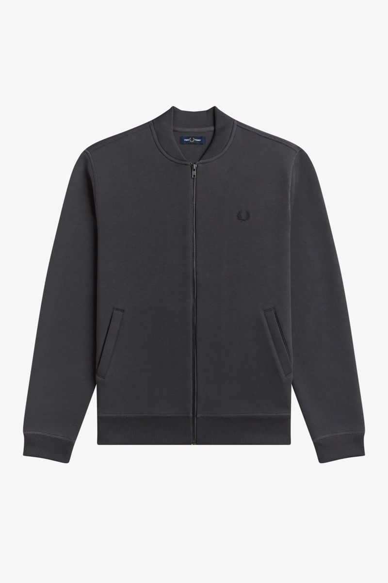 Men's Fred Perry Bomber Neck Sweatshirts Black | 7013594-RT