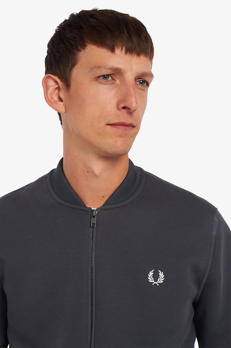 Men's Fred Perry Bomber Neck Sweatshirts Black | 7013594-RT