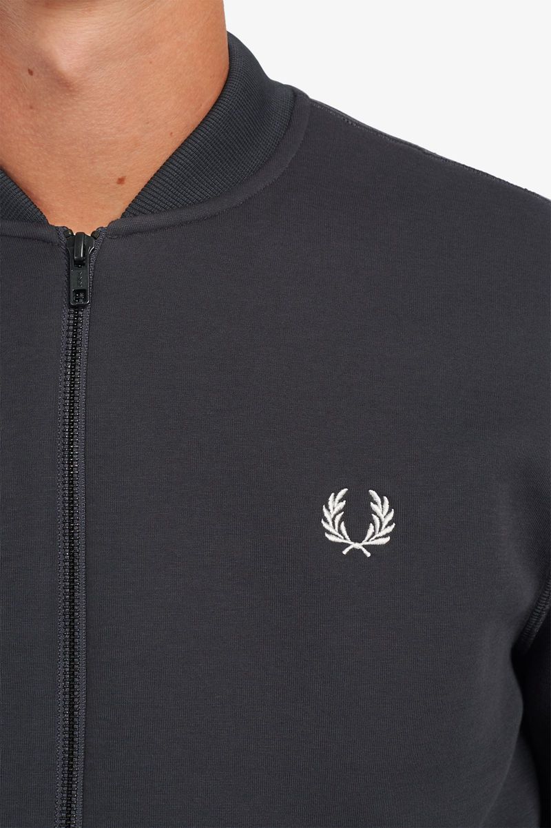 Men's Fred Perry Bomber Neck Sweatshirts Black | 7013594-RT