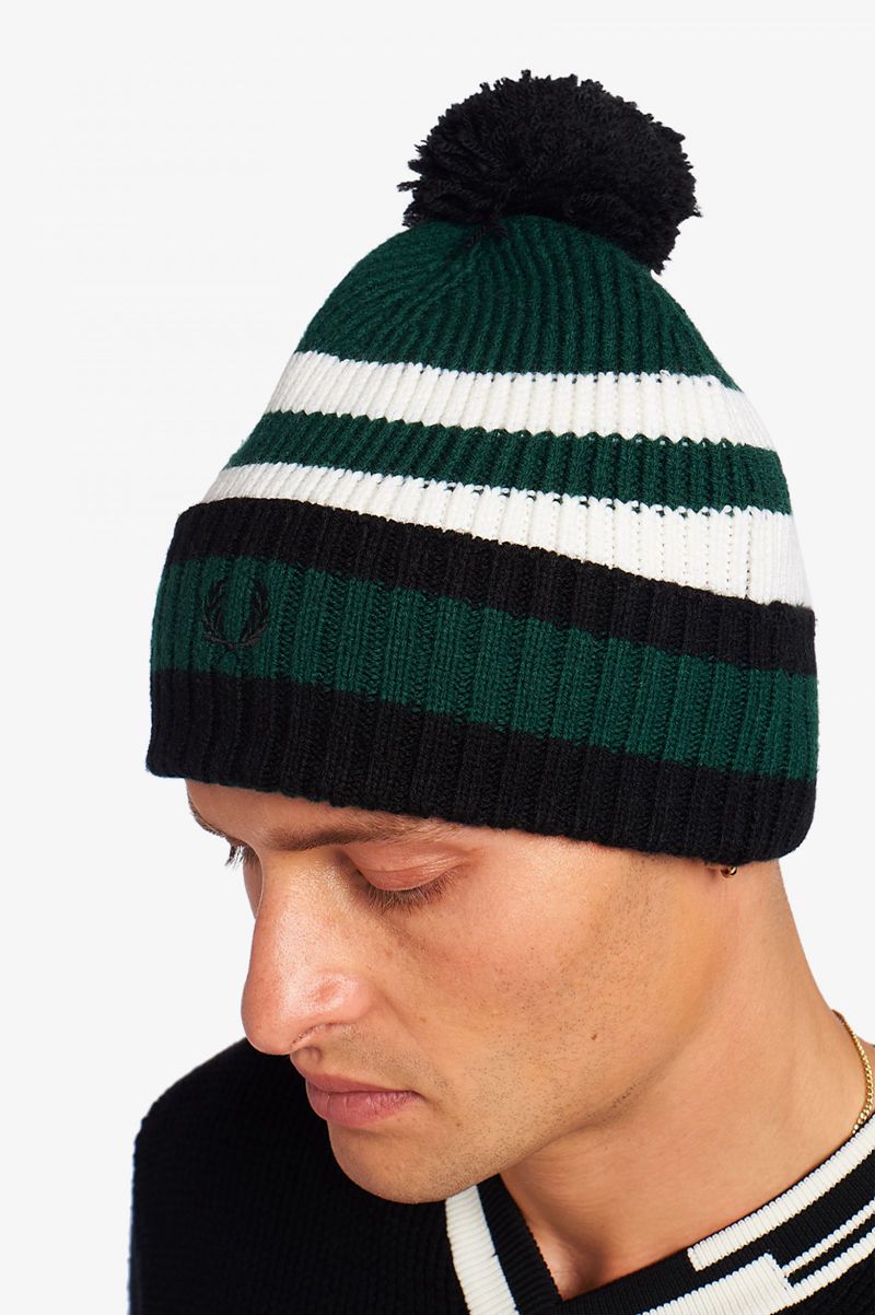 Men's Fred Perry Chunky Tipped Beanie Dark Green | 2576318-GS