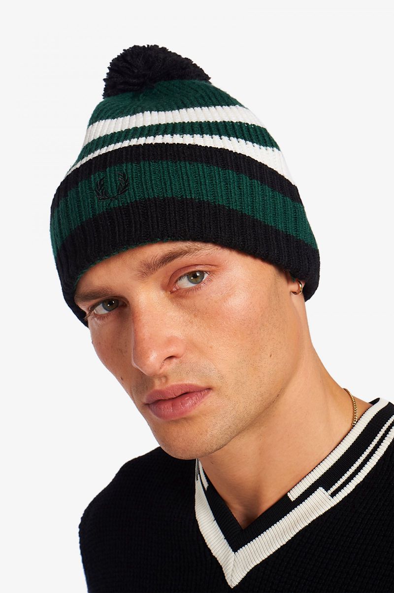 Men's Fred Perry Chunky Tipped Beanie Dark Green | 2576318-GS