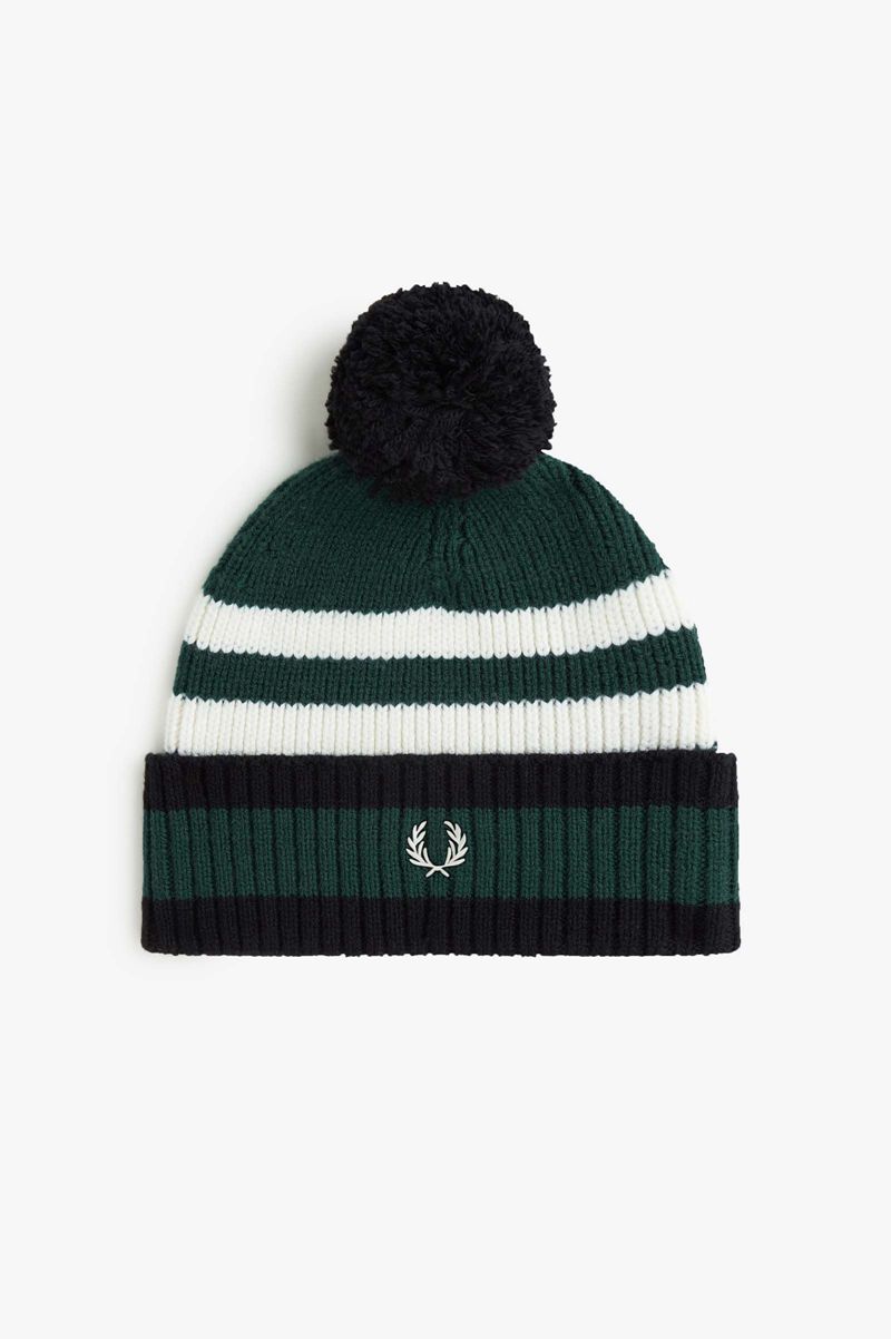 Men\'s Fred Perry Chunky Tipped Beanie Dark Green | 2576318-GS