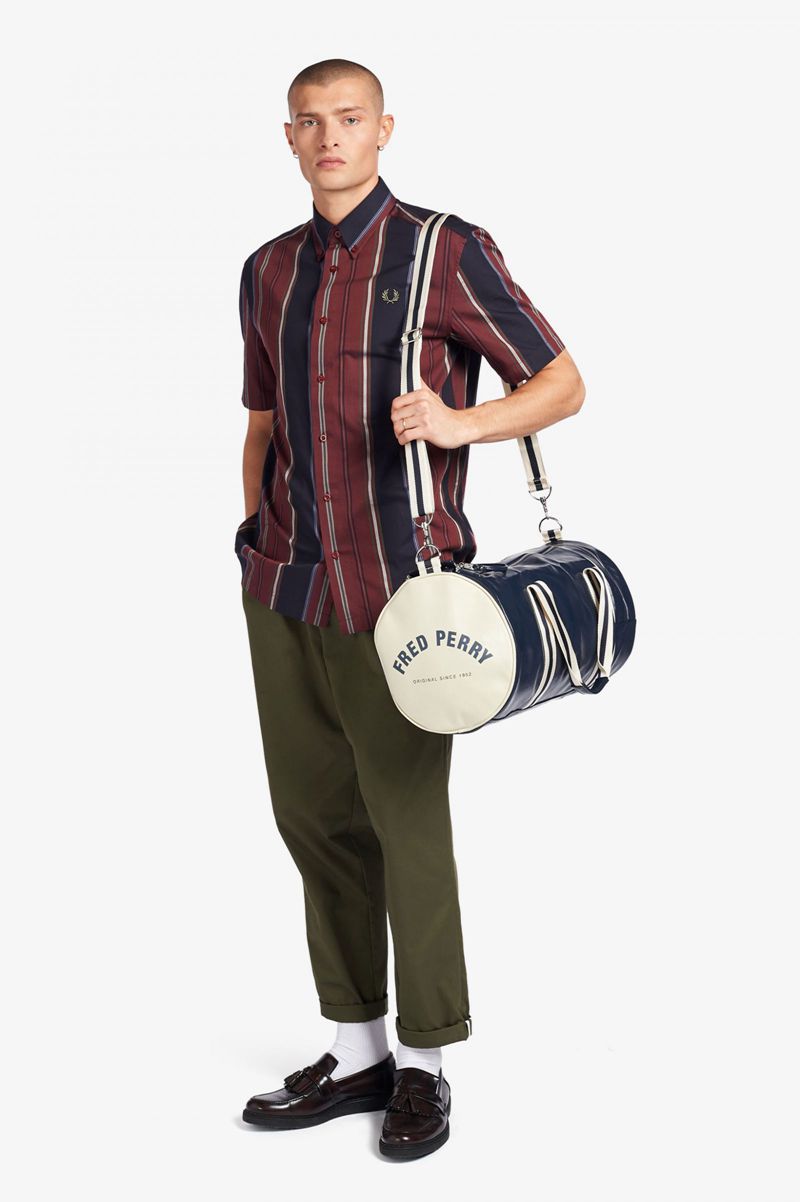 Men's Fred Perry Classic Barrel Bags Navy | 0271458-YF