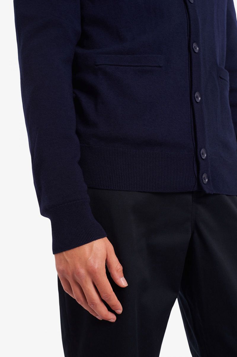 Men's Fred Perry Classic Cardigan Knitwear Navy | 3160974-UM