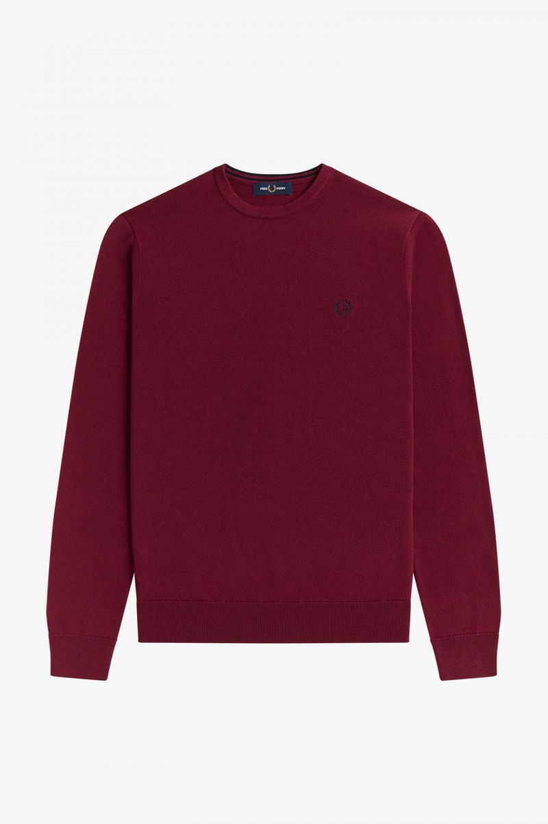 Men's Fred Perry Classic Crew Neck Jumper Knitwear Red | 6124983-EP