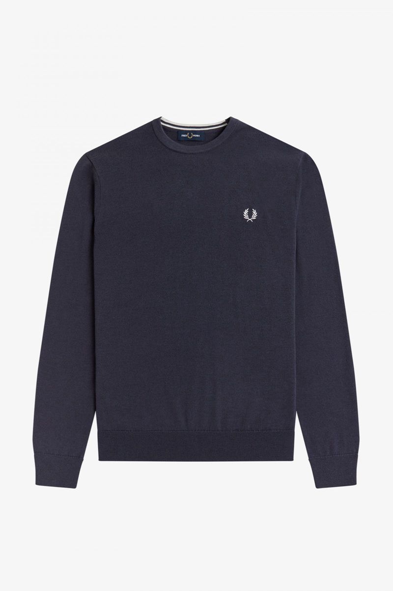 Men's Fred Perry Classic Crew Neck Jumper Knitwear Deep Grey | 8703529-KZ