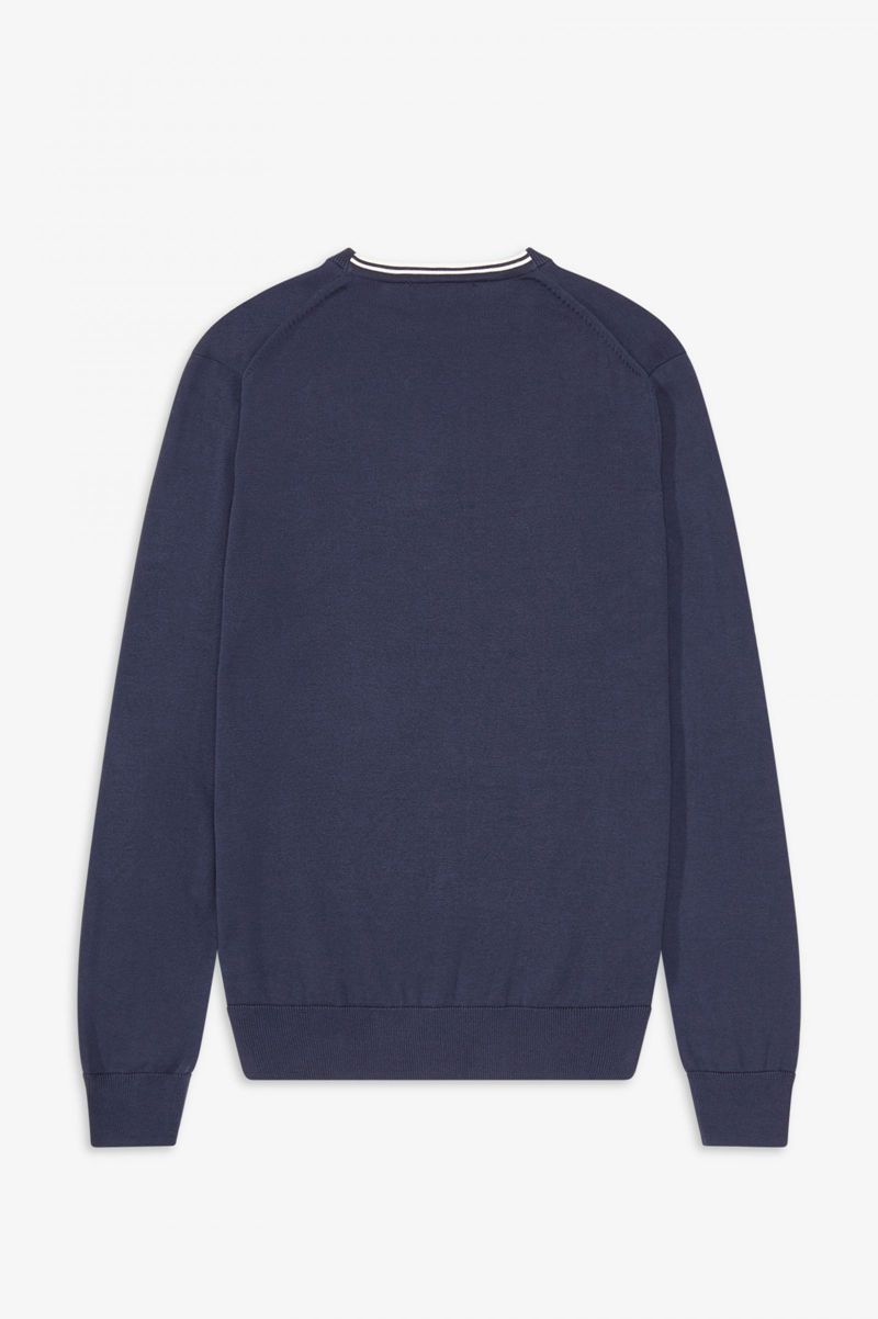 Men's Fred Perry Classic Crew Neck Jumper Knitwear Navy | 9160547-KN