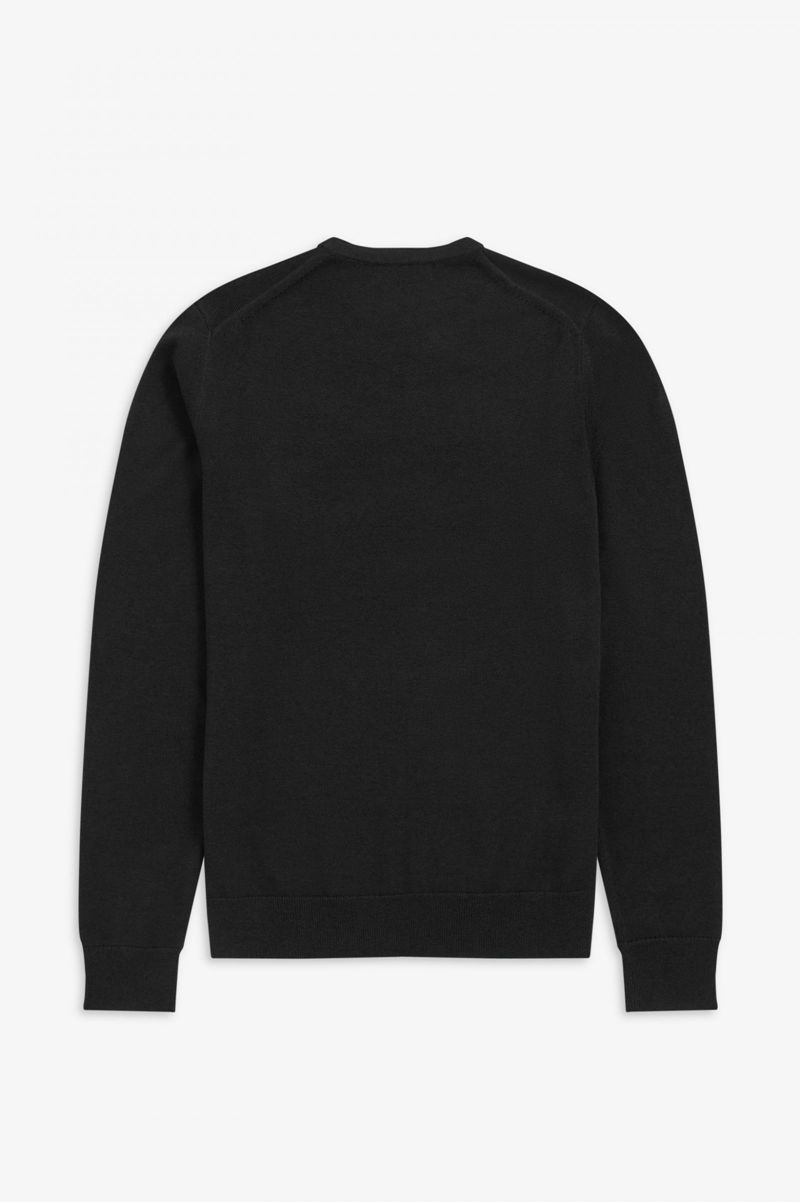 Men's Fred Perry Classic Crew Neck Jumper Knitwear Black | 9317852-OF