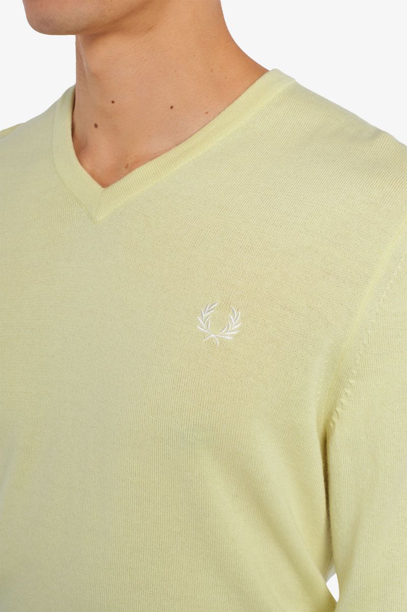 Men's Fred Perry Classic V-Neck Jumper Knitwear Green | 6850173-QE