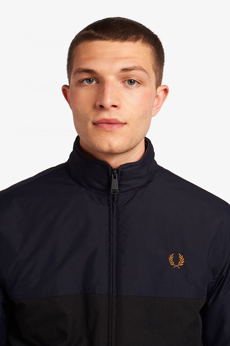 Men's Fred Perry Colour Block Padded Brentham Jackets Navy | 0589461-YS