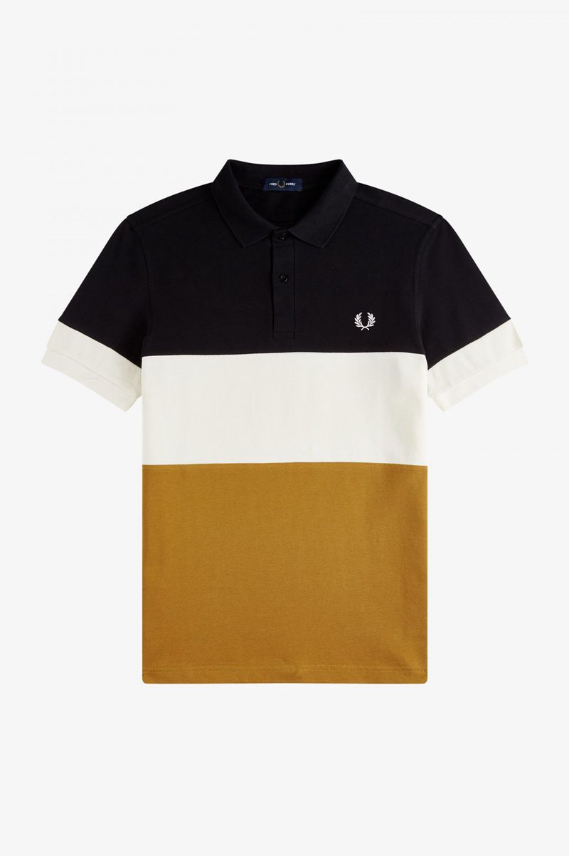 Men's Fred Perry Colour Block Polo Shirts Camel | 4815763-UQ