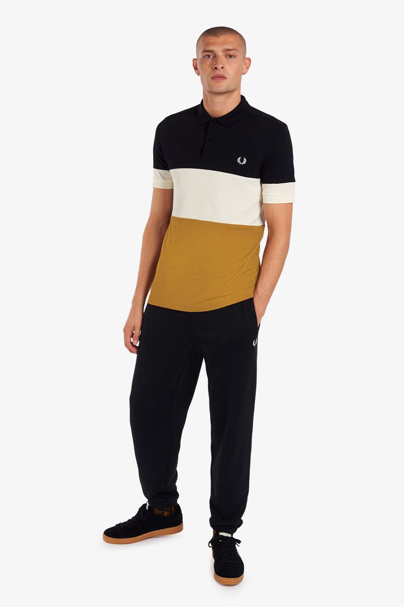 Men's Fred Perry Colour Block Polo Shirts Camel | 4815763-UQ