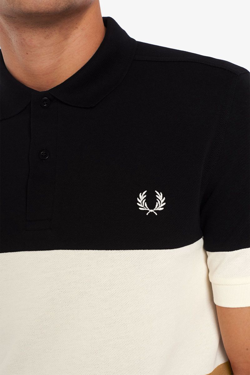 Men's Fred Perry Colour Block Polo Shirts Camel | 4815763-UQ