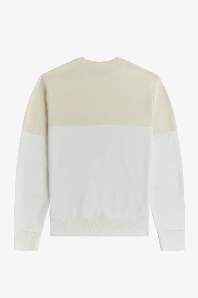 Men's Fred Perry Colour Block Sweatshirts White | 4682179-FX