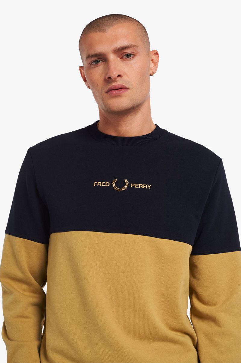 Men's Fred Perry Colour Block Sweatshirts Grey | 4812963-IS