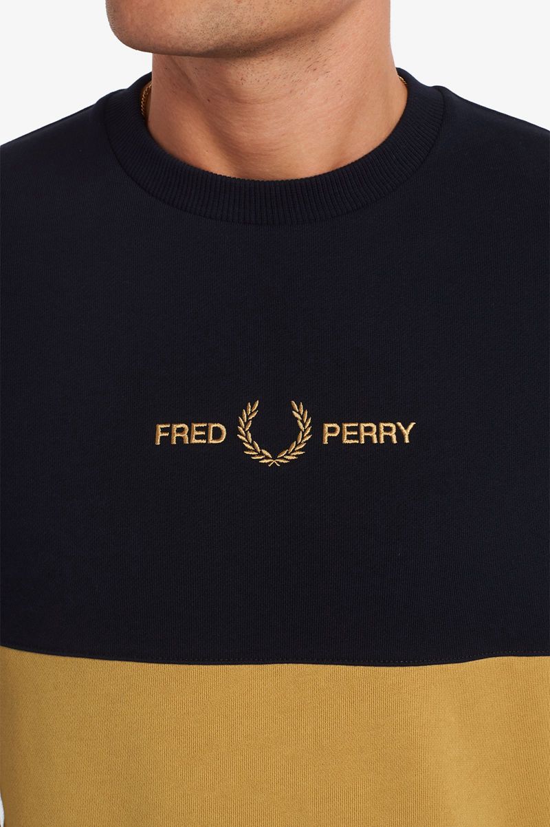 Men's Fred Perry Colour Block Sweatshirts Grey | 4812963-IS