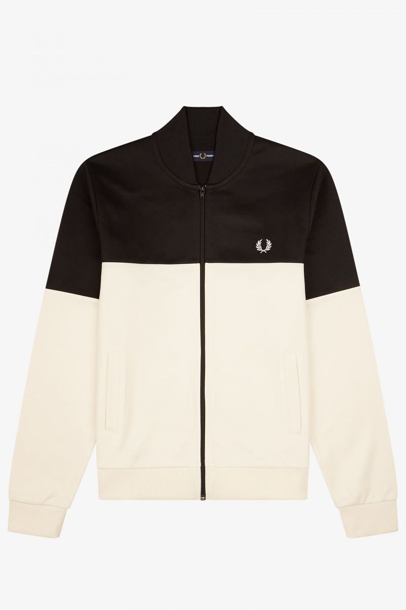 Men's Fred Perry Colour Block Track Jackets Black | 0358972-IM